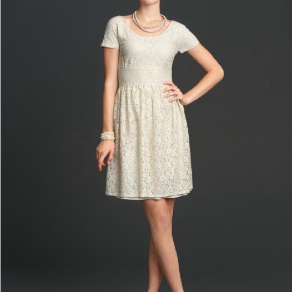 Banana Republic mad men collection Cream Fit and Flare Midi Dress